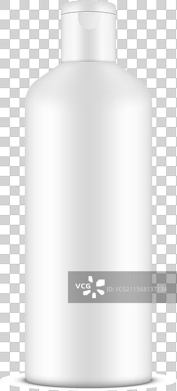 白色洗发水瓶，带翻盖，背景为白色图片素材
