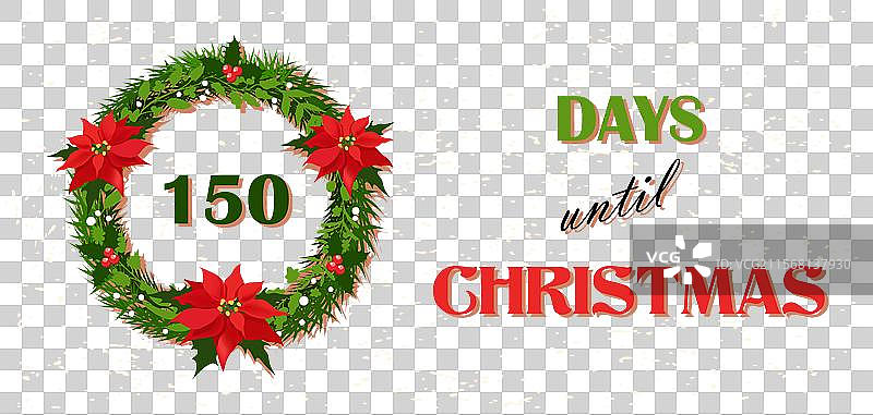 距离圣诞节的天数 一种一品红花环横幅图片素材