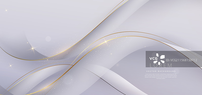 奢华丝带，灰色背景配金色线条图片素材