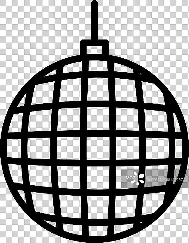 黑色和白色的迪斯科球图标线性标志图片素材