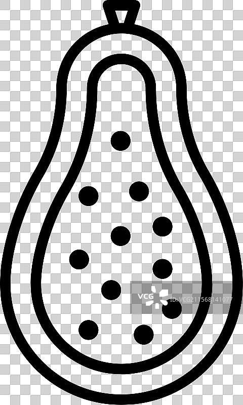 黑白色的木瓜图标2线性标志图片素材