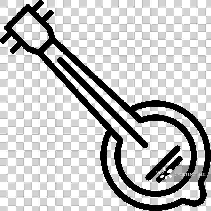 黑白色的班卓琴图标线性标志图片素材