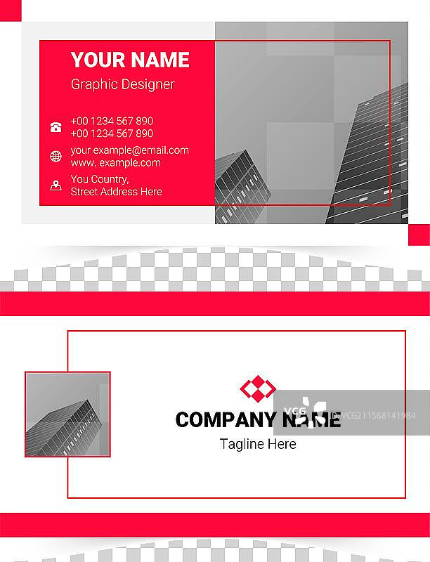红色现代公司名片模板图片素材