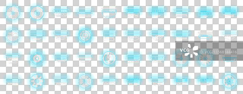 烟雾探测器图标集霓虹灯风格图片素材