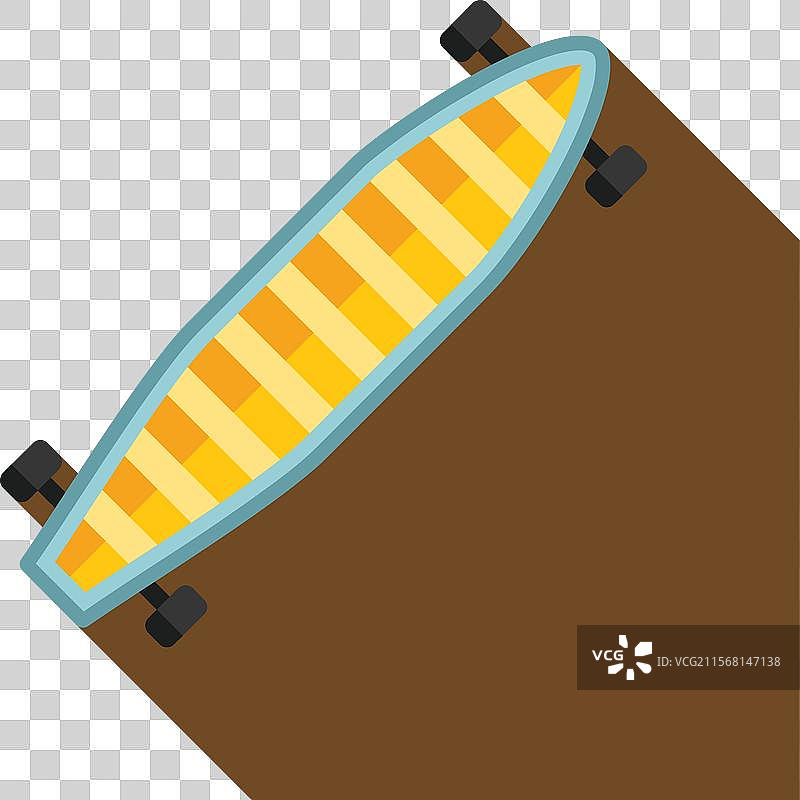 黄色长板滑板躺在棕色表面上图片素材