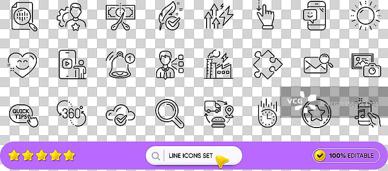 照片、相机、手机、视频和研究线条图标图片素材