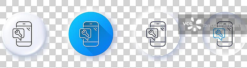 扳手工具线条图标，手机维修服务标志图片素材
