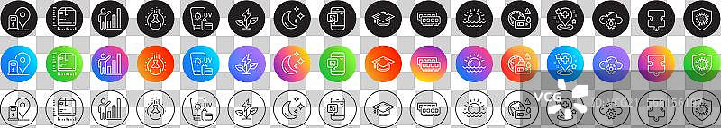 冠状病毒、日落和云计算线条图标图片素材