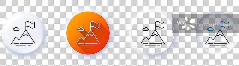 山峰旗帜线条图标目标挑战标志线图片素材