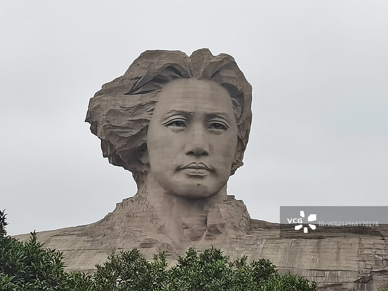 长沙橘子洲头毛主席头像雕塑特写图片素材