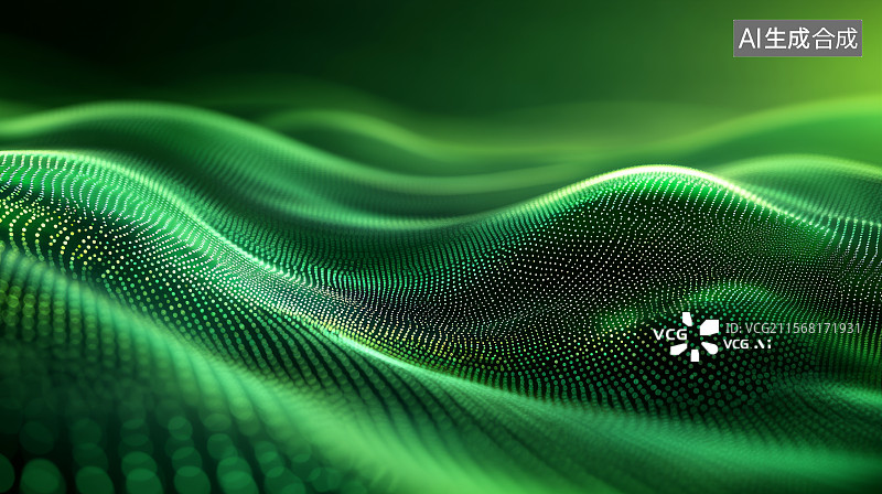 【AI数字艺术】绿色波浪粒子背景图片素材