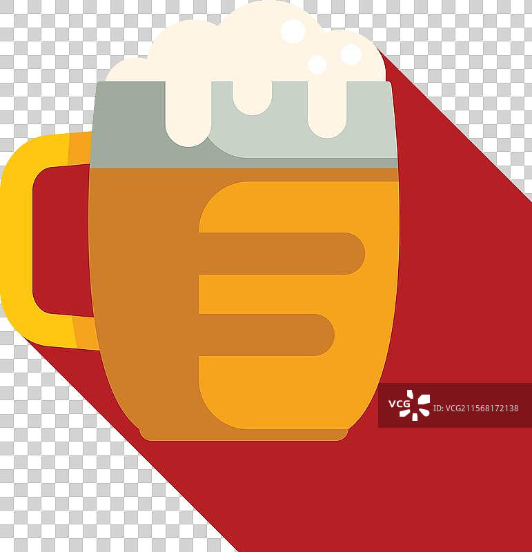 一杯泡沫溢出的啤酒，背景为红色图片素材