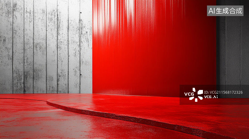 【AI数字艺术】红色与灰色的抽象空间图片素材