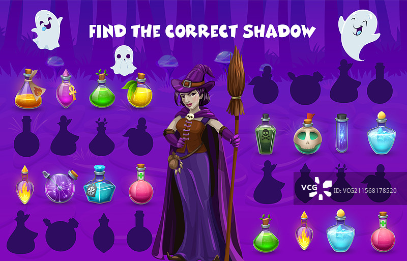 万圣节儿童游戏与魔法药水瓶图片素材