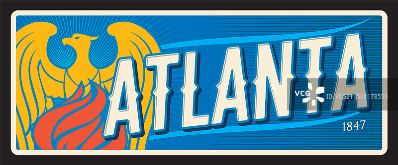 亚特兰大城市美国旧旅行牌照标志图片素材