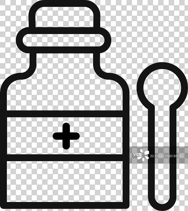 咳嗽糖浆图标黑白标志图片素材