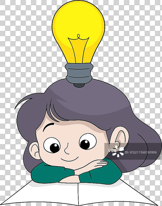 年轻女孩在光线中发现创意想法图片素材