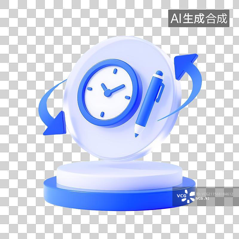 【AI数字艺术】3D蓝白时间记录与循环画面图片素材
