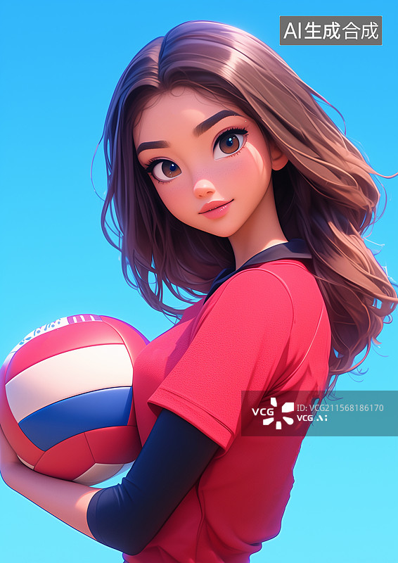 【AI数字艺术】一个女子排球运动员图片素材