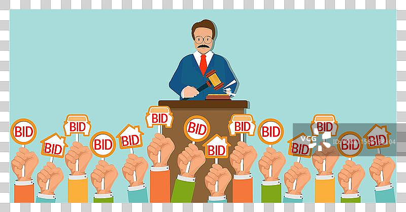 拍卖过程，后面有一名男子手持法槌图片素材