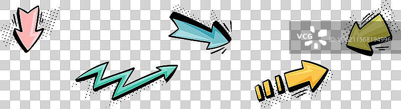 带尖端的箭头和闪电的涂鸦图片素材