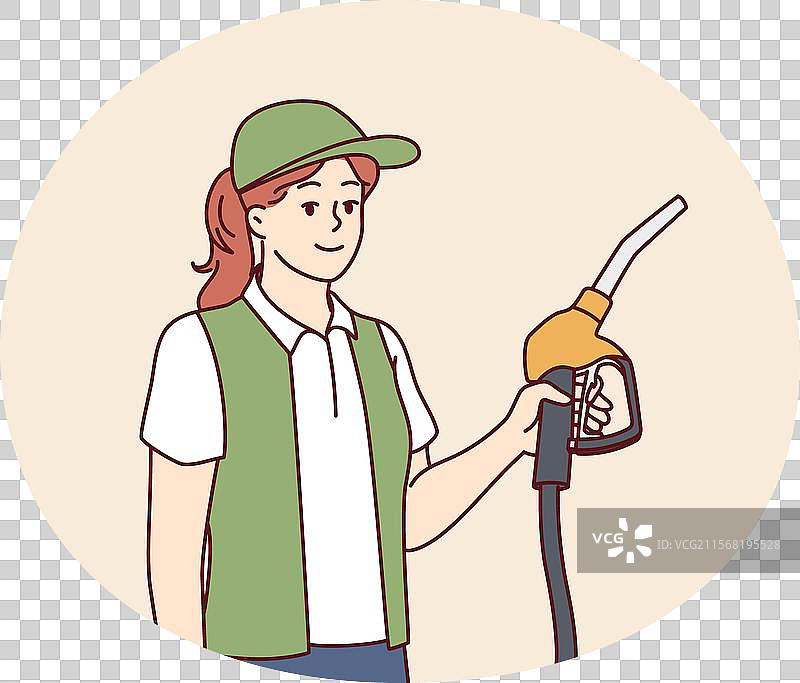 女性在加油站为顾客服务图片素材