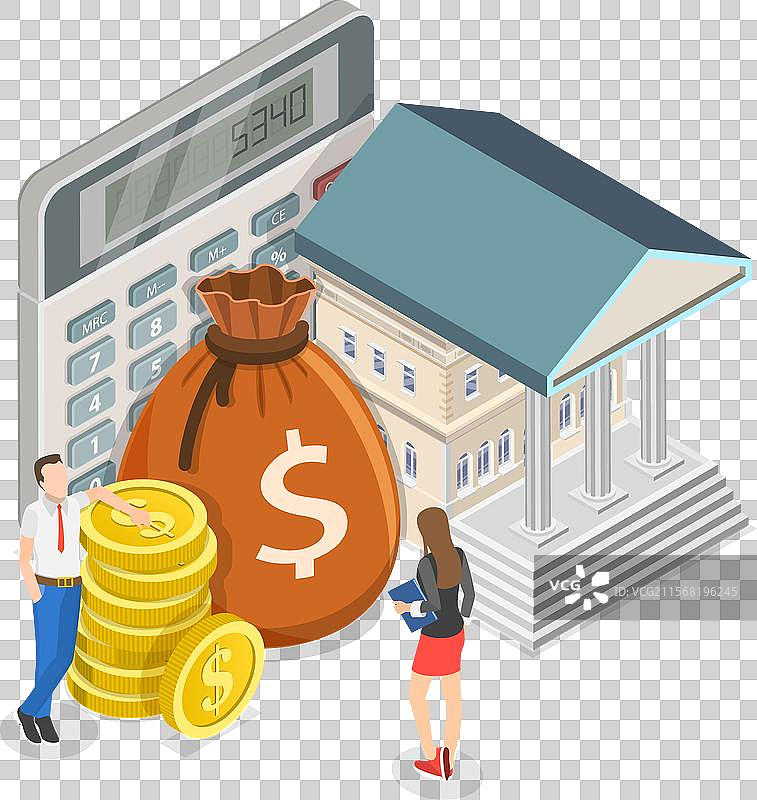 资金补助的3D等距平面图图片素材