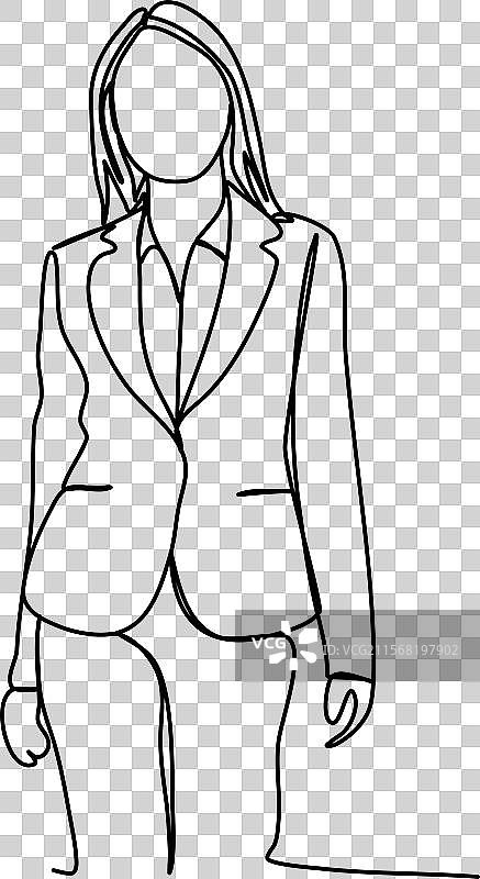 一笔画的商务女性穿着西装图片素材