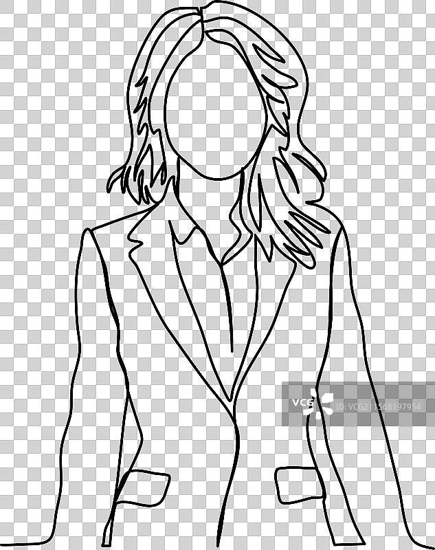 一笔画的商务女性穿着西装图片素材