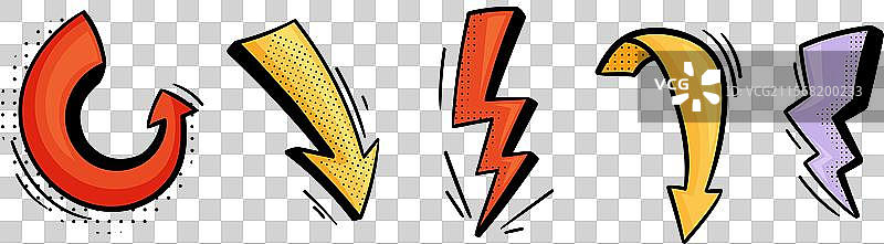 带尖端的箭头和闪电的涂鸦图片素材