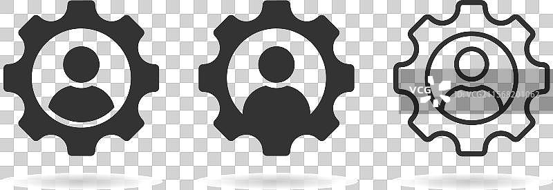 齿轮图标中的人或人和齿轮标志图片素材