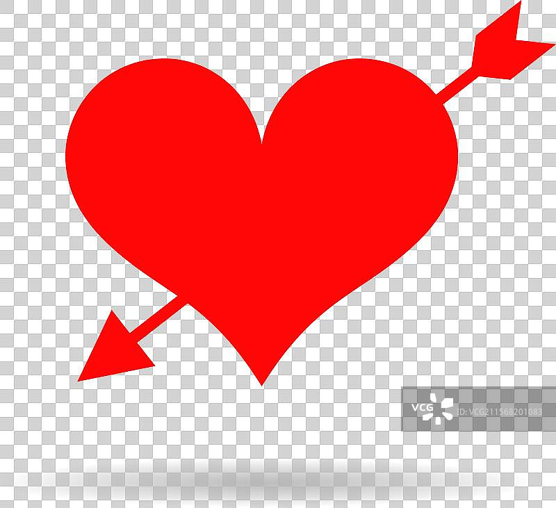 红色箭头心形图标和爱心符号图片素材