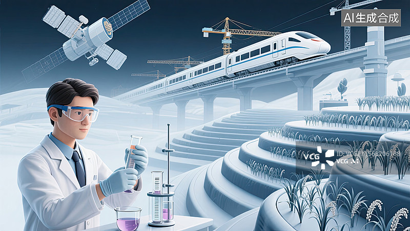 【AI数字艺术】3D，实验员，科技农业，无人机，撒农药图片素材