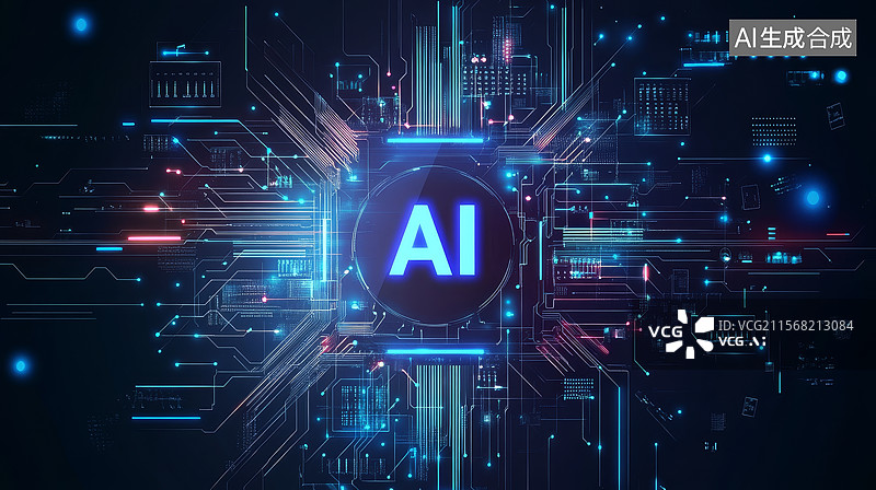 【AI数字艺术】AI技术与电路板的数字图像图片素材