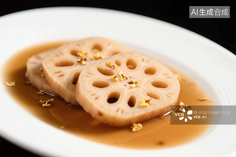 【AI数字艺术】美食桂花糖藕片图片素材