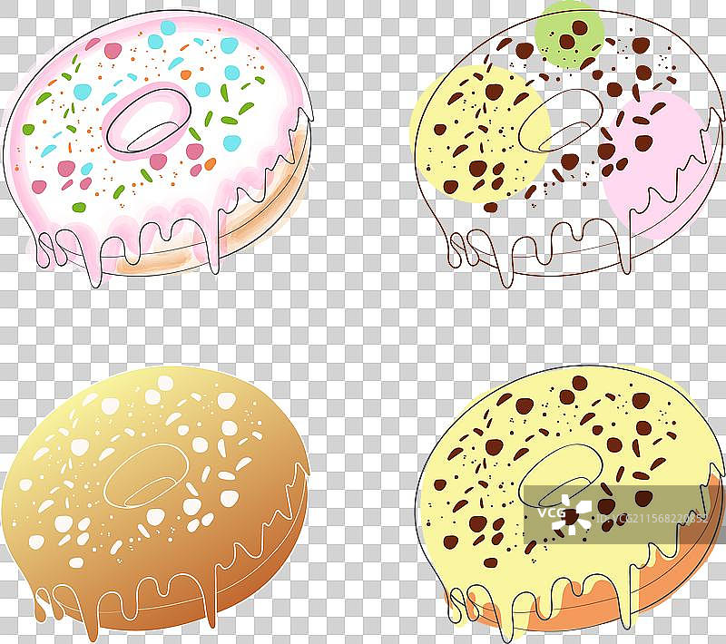 一组四个上釉的甜甜圈图片素材