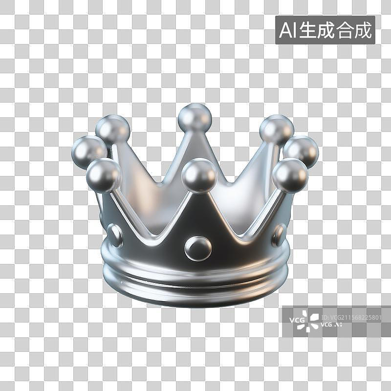 【AI数字艺术】3D建模的卡通迷你水银材质王冠图片素材