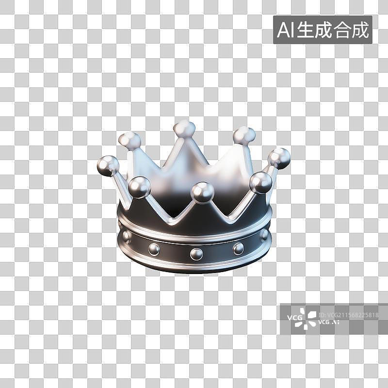 【AI数字艺术】3D建模的卡通迷你水银材质王冠图片素材
