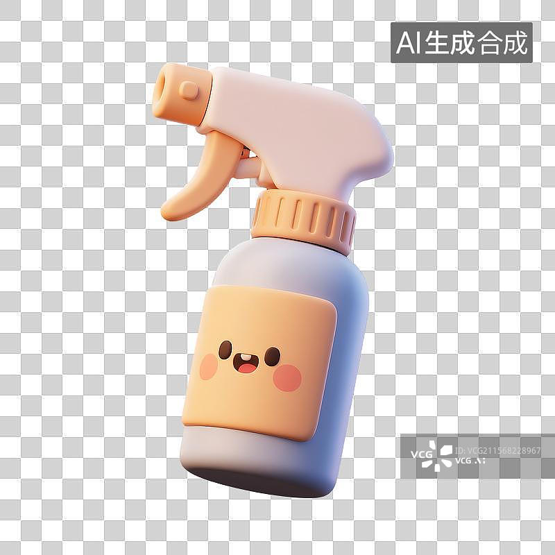 【AI数字艺术】卡通风格粘土动画的喷雾剂3D建模图图片素材