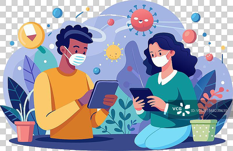 疫情期间的数字团队合作图片素材