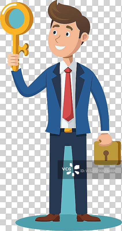 商人手握金钥匙图片素材
