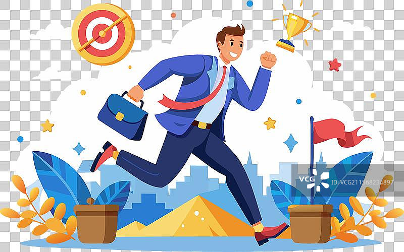 雄心勃勃的商人追逐成功图片素材