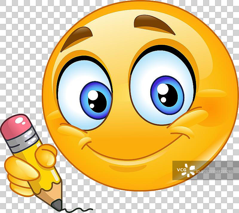 带铅笔的表情符号图片素材