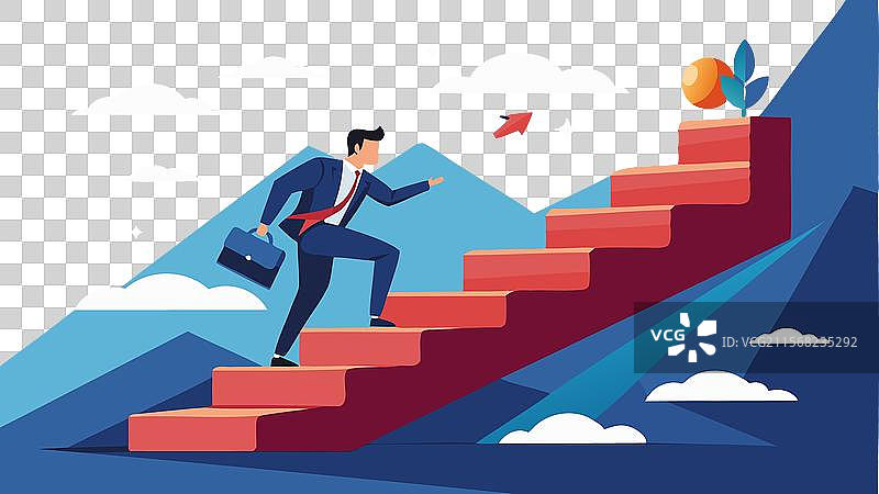 商人攀登通往成功的阶梯图片素材
