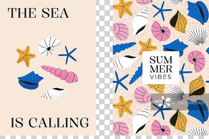 海贝壳海报套装图片素材