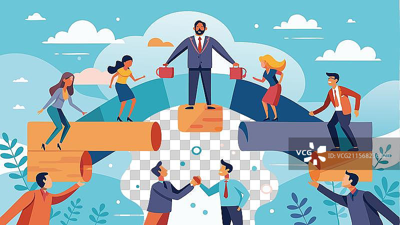 团队协作弥合差距以实现成功图片素材