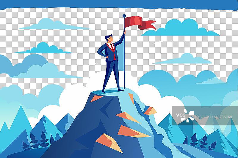 商人征服山峰图片素材