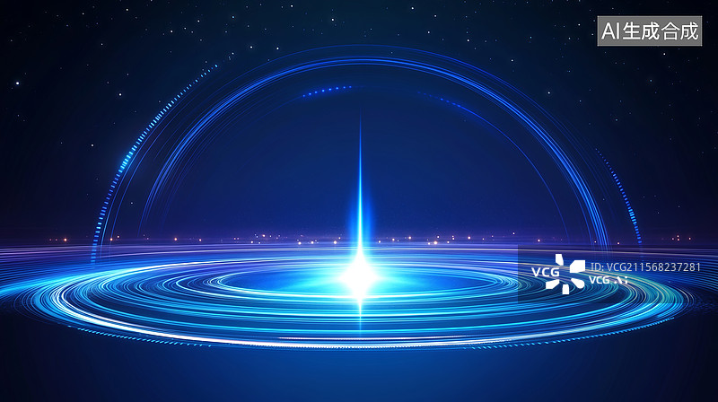 【AI数字艺术】蓝色科技发光背景图片素材