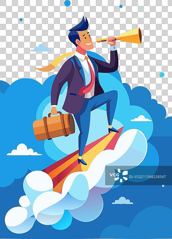 在云端翱翔的远见领袖图片素材