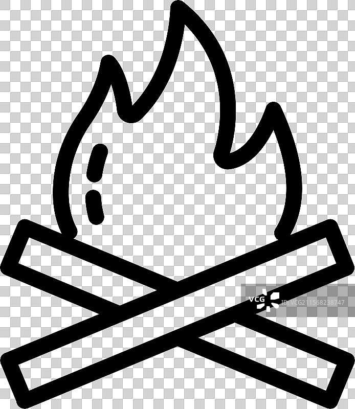 篝火图标设计，包含填充和轮廓风格图片素材